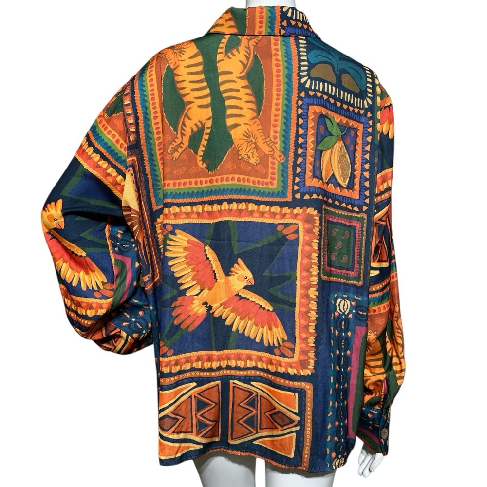 Rachel Zoe Button-Down Tropical Patchwork Floral … - image 5